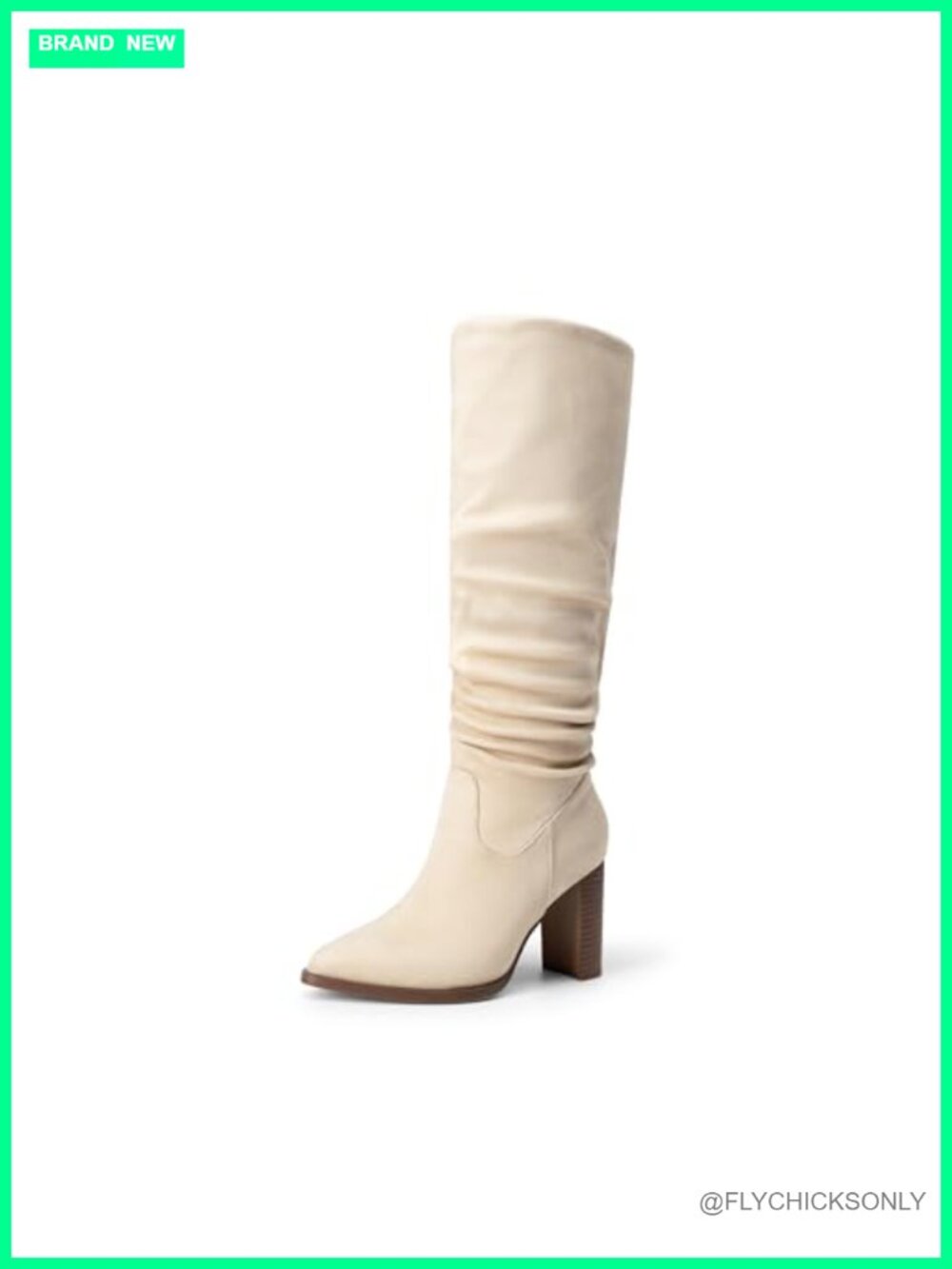 Women's Slouchy Knee High Boots Pointed Toe Slim Block Heel Faux Suede